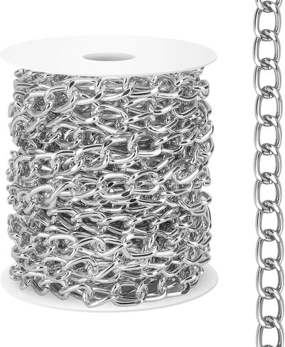 16.4 Feet Curb Chain Roll Aluminium Twisted Links Silver Plated Metal Curb Chain Bulk Curb Link Chain Spool Thick Craft Chain Curb Chain Necklace for Jewelry Making DIY Craft Necklace Bracelet Pendant in Kuwait