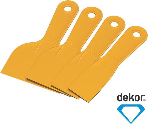 مجموعة سكاكين المعجون البلاستيكية من DEKOR - 4 قطع - مجموعة أدوات مكشطة الطلاء - سكين الحوائط الجافة المتينة - أداة مكشطة بلاستيكية مرنة - أداة تقشير الطلاء سهلة التنظيف للاستخدام الشخصي والاحترافي - صنع في أوروبا in Kuwait