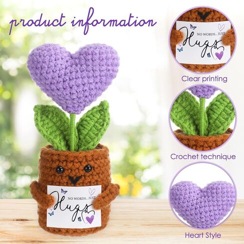 Capoda Valentines Crochet Gifts for Loss of Loved One Crochet Heart Plant with Comforting Card No Words Just Hugs Positive Support Gift for Kids Her Teen College Student Friend in Kuwait