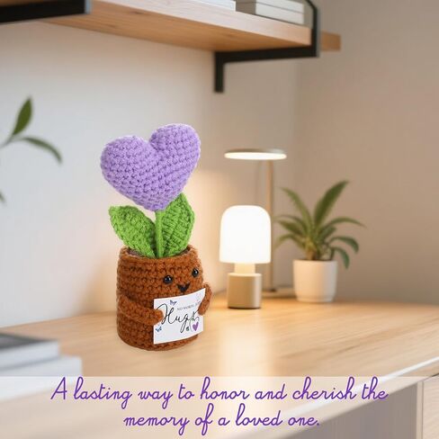 Capoda Valentines Crochet Gifts for Loss of Loved One Crochet Heart Plant with Comforting Card No Words Just Hugs Positive Support Gift for Kids Her Teen College Student Friend in Kuwait