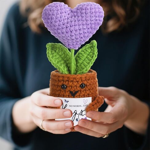 Capoda Valentines Crochet Gifts for Loss of Loved One Crochet Heart Plant with Comforting Card No Words Just Hugs Positive Support Gift for Kids Her Teen College Student Friend in Kuwait