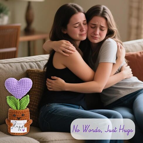 Capoda Valentines Crochet Gifts for Loss of Loved One Crochet Heart Plant with Comforting Card No Words Just Hugs Positive Support Gift for Kids Her Teen College Student Friend in Kuwait
