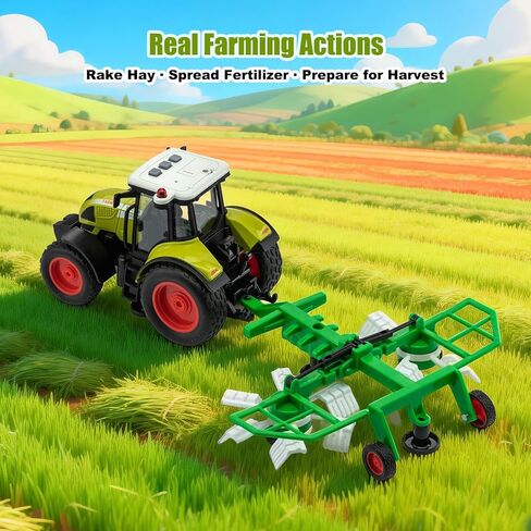 Friction-Powered 1:16 Farm Tractor Toy Set with Light & Sound – Inertial Farmer Truck Playset with Detachable Trailers, Logging Crane, and Tipper – Educational Farm Vehicle Toy for Kids Ages 3+ in Saudi Arabia