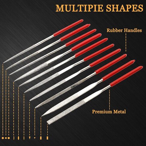 10pcs Metal File Set, 3x140mm Mini Diamond Needle File Set Fine File Tools Small Steel Files Riffler File Set for Wood Metal Jewelry Crafts Glass Stone Polishing Carving in Saudi Arabia