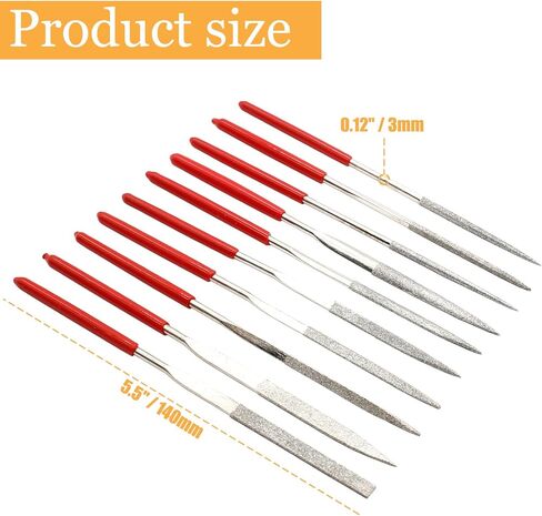 10pcs Metal File Set, 3x140mm Mini Diamond Needle File Set Fine File Tools Small Steel Files Riffler File Set for Wood Metal Jewelry Crafts Glass Stone Polishing Carving in Saudi Arabia