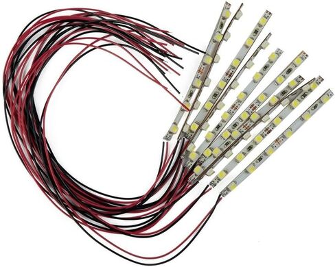 شريط إضاءة LED أبيض سلكي مسبقًا، مجموعة مصابيح LED سلكية مسبقًا 6-SMD LEDs مرنة 12 فولت - 18 فولت لنموذج مشهد السكك الحديدية المنمنمات (ضوء دافئ) in Saudi Arabia