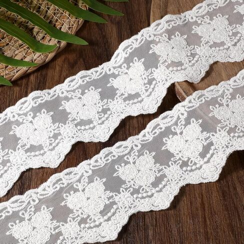 Wide Lace Trim Ribbon 3.15 Inch Width Lace Fabric Vintage Lace-Sewing Trim for Crafting Sewing Making Gift Wrapping and Bridal Wedding Decorations 5 Yards/Lot (Beige) in Saudi Arabia