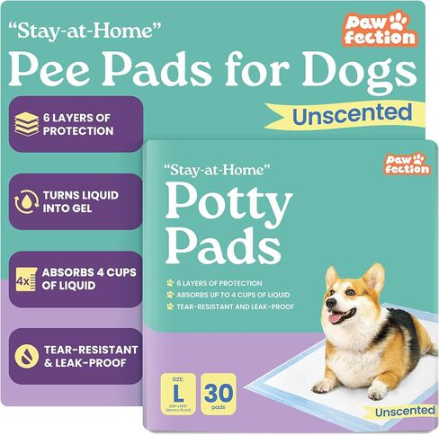 Pawfection 23.6" x 29.5" Puppy Pads – 6 Layers of Super Absorbent Protection – Holds up to 4 Cups of Liquid – Leak Proof & Tear Resistant for Indoor or Travel Crate Use – 30 Count Pee Pads for Dogs in Saudi Arabia