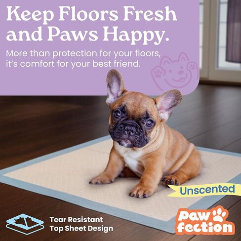 Pawfection 23.6" x 29.5" Puppy Pads – 6 Layers of Super Absorbent Protection – Holds up to 4 Cups of Liquid – Leak Proof & Tear Resistant for Indoor or Travel Crate Use – 30 Count Pee Pads for Dogs in Saudi Arabia