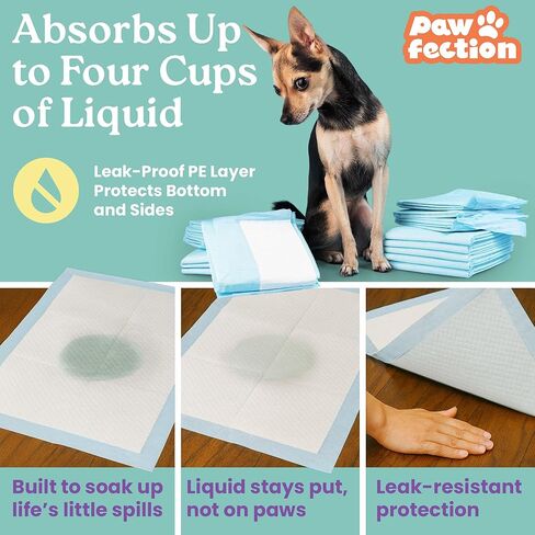 Pawfection 23.6" x 29.5" Puppy Pads – 6 Layers of Super Absorbent Protection – Holds up to 4 Cups of Liquid – Leak Proof & Tear Resistant for Indoor or Travel Crate Use – 30 Count Pee Pads for Dogs in Saudi Arabia