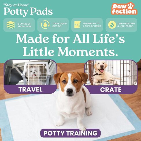 Pawfection 23.6" x 29.5" Puppy Pads – 6 Layers of Super Absorbent Protection – Holds up to 4 Cups of Liquid – Leak Proof & Tear Resistant for Indoor or Travel Crate Use – 30 Count Pee Pads for Dogs in Saudi Arabia