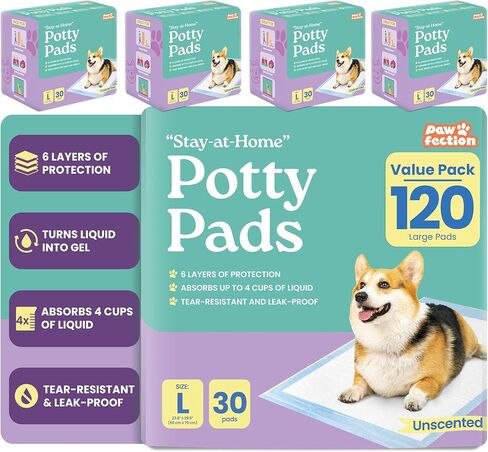 وسادات Pawfection للجراء مقاس 23.6 بوصة × 29.5 بوصة - 6 طبقات من الحماية فائقة الامتصاص - تحمل ما يصل إلى 4 أكواب من السوائل - مقاومة للتسرب والتمزق للاستخدام الداخلي أو في صناديق السفر - 30 قطعة من وسادات تبول الكلاب in Saudi Arabia