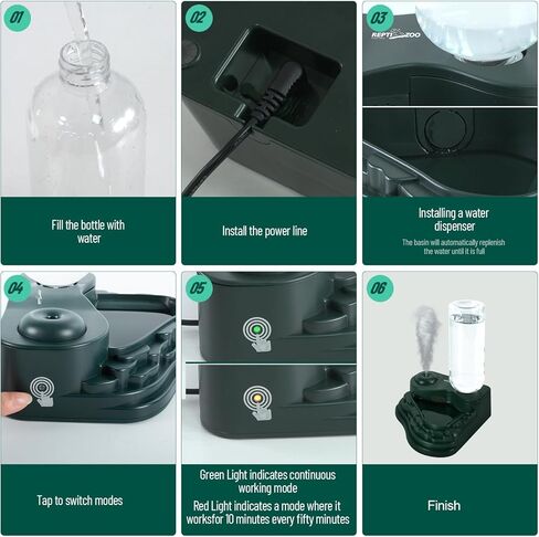 REPTI ZOO Water Feeder and Fogger, 2 in 1 Reptile Humidifier with Water Bowl, Automatic Water Dispenser for Chameleon Frog Lizard Gecko in Saudi Arabia