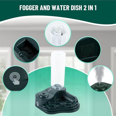 REPTI ZOO Water Feeder and Fogger, 2 in 1 Reptile Humidifier with Water Bowl, Automatic Water Dispenser for Chameleon Frog Lizard Gecko in Saudi Arabia
