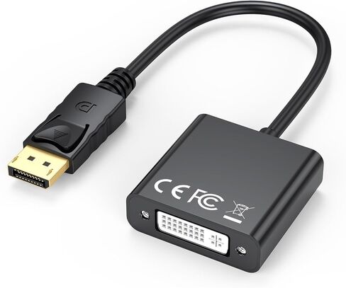 محول FEMORO DisplayPort إلى DVI 5 حزم، محول Display Port DP إلى DVI-I 1080P لجميع منافذ الكمبيوتر والكمبيوتر المحمول وسطح المكتب - أسود in Kuwait