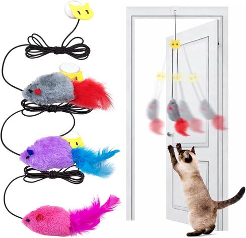 Interactive Hanging Bird Cat Toys, 3 Pack Plush Bird Cat Toy with Feather & Catnip, Movement-Activated Physical Sound, Adjustable Door Frame Self Play Toy for Indoor Cats in Saudi Arabia