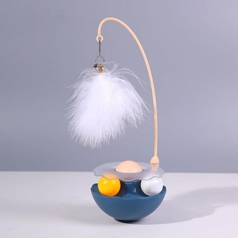 Interactive Cat Toy Catnip Balls Tumbler Teaser Toy Wand Feather Cats Track Balls Bell No Battery (Blue) in Saudi Arabia