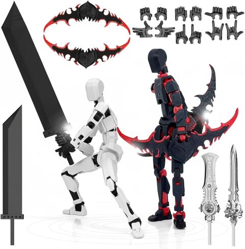 شخصية T13 مع مدفع ليزر - Red Titan 13 Robot ثلاثية الأبعاد مطبوعة متعددة المفاصل ومتحركة، مجموعة مكتملة لديكور سطح المكتب ولعبة تململ in Kuwait