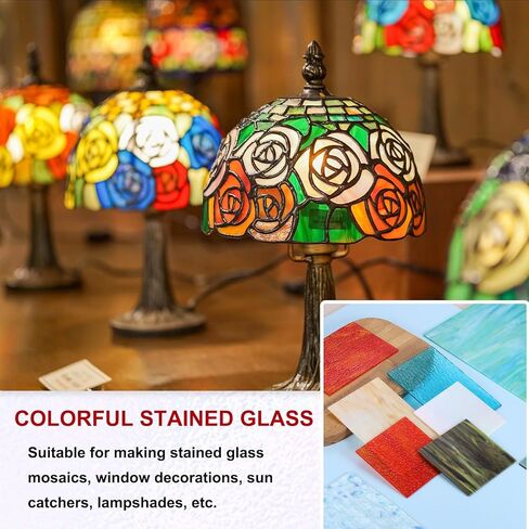 PATIKIL 8 x 12 Inch Transparent Stained Glass Sheets, 2 Sheets Mosaic Glass Variety Pack Tiles for Art Supplies Crafts Projects, Apricot in Saudi Arabia