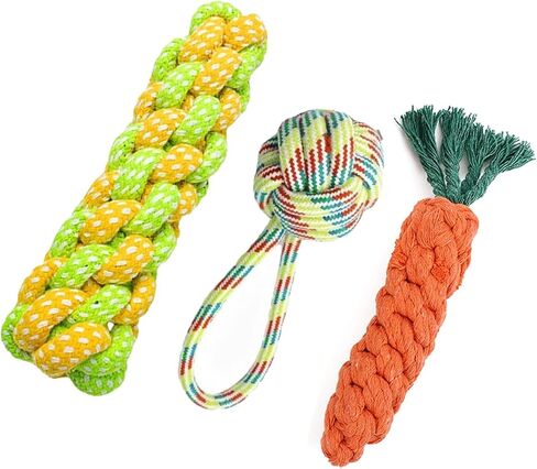 3 Pack Heavy Duty Dog Rope Toys for Small Dogs - Cotton Rope Chew & Tug Toys for Aggressive Chewers, Keeps Puppies Busy in Saudi Arabia