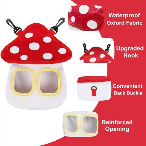 Bunny Hay Feeder Bag, Cute Mushroom Hanging Hay Holder, Durable Hay Dispenser with 600D Oxford Fabric for Guinea Pigs Chinchillas Hamster, Small Animal Cage Accessories in Saudi Arabia