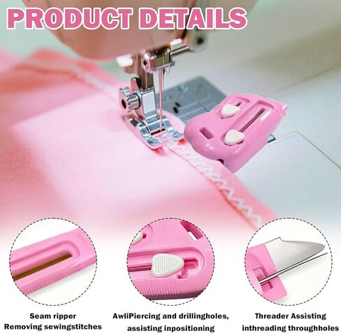 دليل التماس المغناطيسي القابل للتعديل، دليل التماس الوندولا، دليل الخياطة المغناطيسي 3 في 1، دليل التماس القابل للتعديل، ماكينة خياطة أوفرلوك متعددة الوظائف مع الكسارة والخيط لجميع الآلات (وردي) in Kuwait