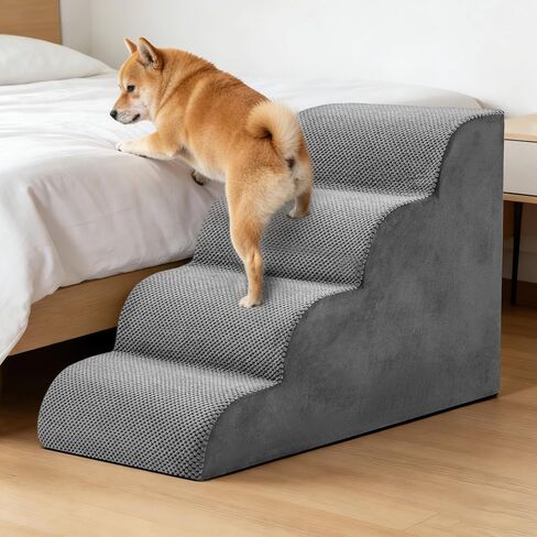4-Step Dog Stairs for Large Dogs and Cats, 20in H Dog Steps for Couch, Sofa, Chair, Non-Slip Sturdy Pet Steps, Pet Ramp for High Bed Indoor in Saudi Arabia