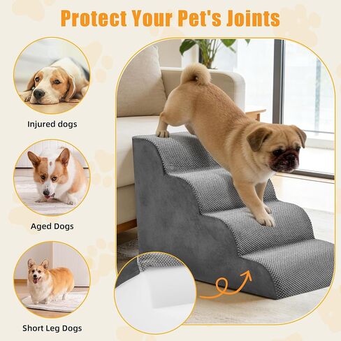 4-Step Dog Stairs for Large Dogs and Cats, 20in H Dog Steps for Couch, Sofa, Chair, Non-Slip Sturdy Pet Steps, Pet Ramp for High Bed Indoor in Saudi Arabia
