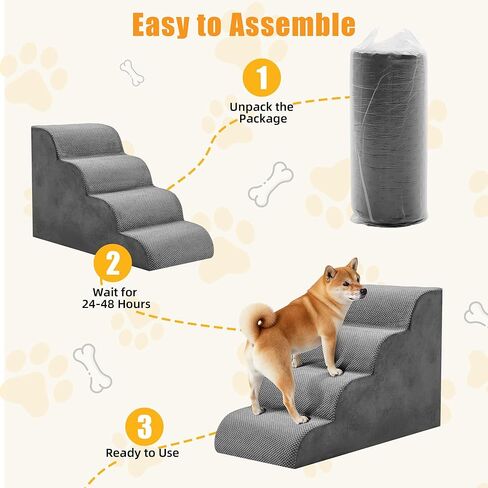 4-Step Dog Stairs for Large Dogs and Cats, 20in H Dog Steps for Couch, Sofa, Chair, Non-Slip Sturdy Pet Steps, Pet Ramp for High Bed Indoor in Saudi Arabia