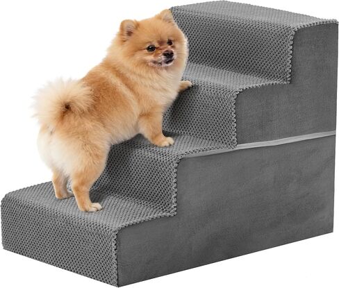 4-Step Dog Stairs for Large Dogs and Cats, 20in H Dog Steps for Couch, Sofa, Chair, Non-Slip Sturdy Pet Steps, Pet Ramp for High Bed Indoor in Saudi Arabia