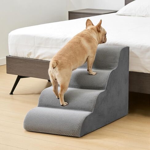 4-Step Dog Stairs for Large Dogs and Cats, 20in H Dog Steps for Couch, Sofa, Chair, Non-Slip Sturdy Pet Steps, Pet Ramp for High Bed Indoor in Saudi Arabia
