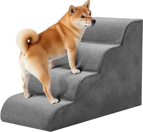 4-Step Dog Stairs for Large Dogs and Cats, 20in H Dog Steps for Couch, Sofa, Chair, Non-Slip Sturdy Pet Steps, Pet Ramp for High Bed Indoor in Saudi Arabia