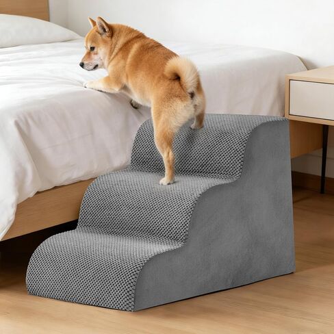 سلالم للكلاب ذات 4 خطوات للكلاب والقطط الكبيرة، خطوات للكلاب بطول 20 بوصة للأريكة والأريكة والكرسي وخطوات متينة للحيوانات الأليفة غير قابلة للانزلاق، منحدر للحيوانات الأليفة لسرير مرتفع داخلي in Kuwait
