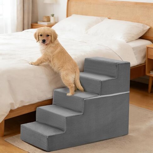 4-Step Dog Stairs for Large Dogs and Cats, 20in H Dog Steps for Couch, Sofa, Chair, Non-Slip Sturdy Pet Steps, Pet Ramp for High Bed Indoor in Saudi Arabia