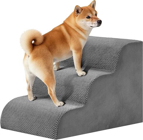 4-Step Dog Stairs for Large Dogs and Cats, 20in H Dog Steps for Couch, Sofa, Chair, Non-Slip Sturdy Pet Steps, Pet Ramp for High Bed Indoor in Saudi Arabia