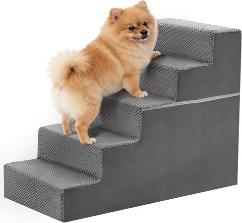 4-Step Dog Stairs for Large Dogs and Cats, 20in H Dog Steps for Couch, Sofa, Chair, Non-Slip Sturdy Pet Steps, Pet Ramp for High Bed Indoor in Saudi Arabia