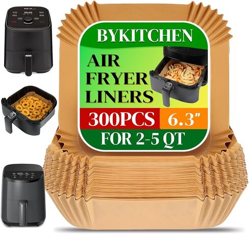 بطانة ورقية لمقلاة هوائية مربعة من BYKITCHEN، بطانات مربعة مقاس 9 بوصة للاستعمال مرة واحدة، ملحقات مقلاة هوائية، متوافقة مع كورسوري، نينجا، جورميا والمزيد (مجموعة من 50) in Kuwait