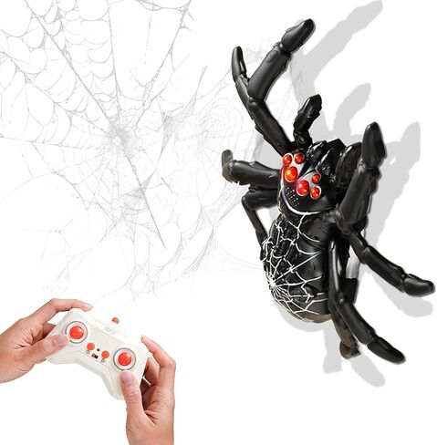 Wall Climbing Remote Control Spider, Rechargeable RC Wall Crawler Spider Robot with High Speed & 360° Rotation, Funny Prank Toys Gifts for Boys & Girls Age 3+ (Black) in Saudi Arabia