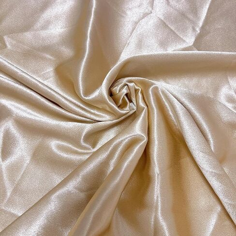 قماش الساتان من The Yard، قماش الساتان حريري ولامع، قماش ناعم من الساتان لحفلات الزفاف لفستان الزفاف، مستلزمات صناعة اللحف وخياطة الملابس المرقعة (أبيض فاتح، 2 ياردة) in Kuwait