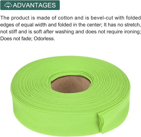 Generic 1 Inch Double Fold Bias Tape Polyester Continuous Bulk Bias Tape for Sewing,Seaming Quilting Hemming Binding Crafts (Fruit Green 10 Yards) in Saudi Arabia