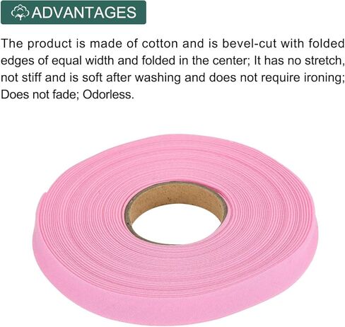 Generic 1/2 Inch Double Fold Bias Tape Polyester Continuous Bulk Bias Tape for Sewing,Seaming Quilting Hemming Binding Crafts (Pink 10 Yards) in Saudi Arabia
