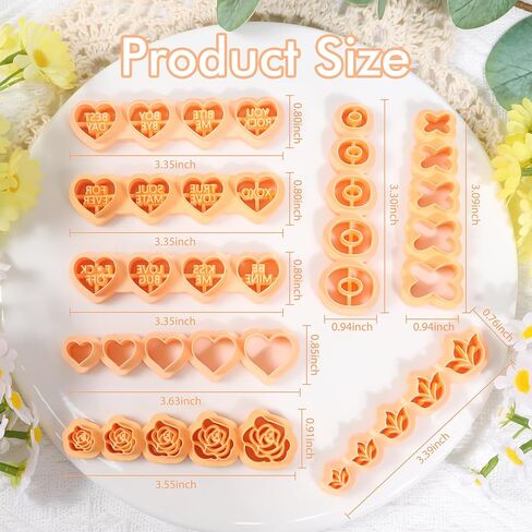 Puocaon Valentine's Day Clay Cutters - 8 Pcs Polymer Clay Cutters for Earrings Jewelry, Rose Flower Leaves Valentine Heart Slang Reapting Shape Easily Print Theme in Saudi Arabia