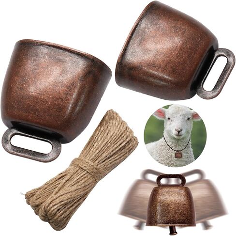 Marvexi 6PCS Grazing Cattle Bells Copper Cow Bells, Small Sheep Bell Loud Brass Bell with The Hemp Rope for Farm Animals/Christmas Decoration(Bronze|Red Copper) in Saudi Arabia