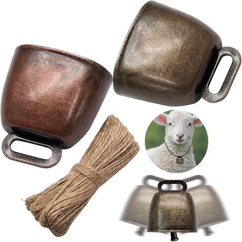 Marvexi 6PCS Grazing Cattle Bells Copper Cow Bells, Small Sheep Bell Loud Brass Bell with The Hemp Rope for Farm Animals/Christmas Decoration(Bronze|Red Copper) in Saudi Arabia