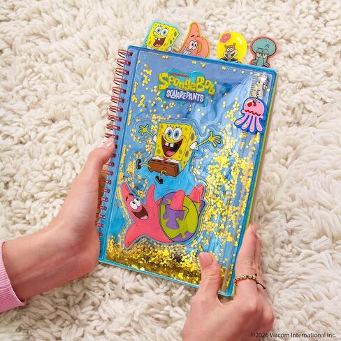 SpongeBob SquarePants™ Squishy Tab Journal, 6 x 8 in. Fidget Notebook With Interactive Tactile Liquid Cover, 4 Tab Dividers, 80 Lined Sheets, Great SpongeBob School Supplies or Office Stationery in Saudi Arabia
