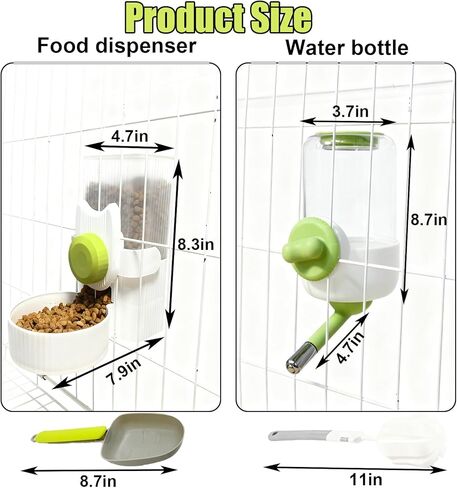 Rabbit Gravity Feeder Waterer Set Automatic Guinea Pig Food Water Dispenser Food Water Bowl Feeding Station for Puppy Kitten Guinea Pigs Chinchilla Hedgehog Small Animals (Green) in Saudi Arabia