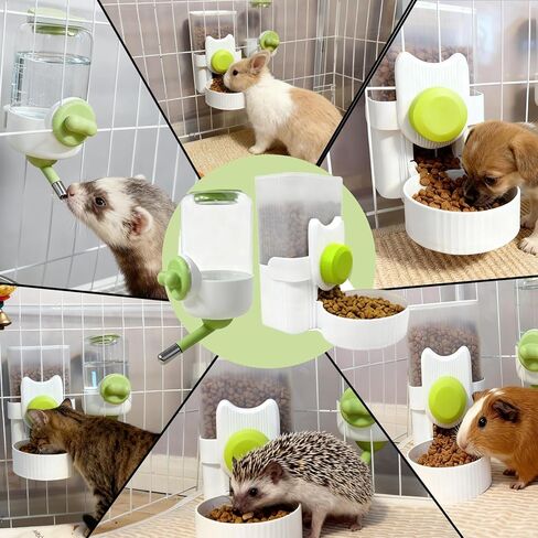 Rabbit Gravity Feeder Waterer Set Automatic Guinea Pig Food Water Dispenser Food Water Bowl Feeding Station for Puppy Kitten Guinea Pigs Chinchilla Hedgehog Small Animals (Green) in Saudi Arabia