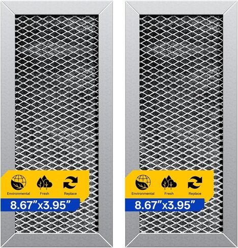 WB02X10956 JX81H GE استبدال فلتر الميكروويف 8.67 بوصة × 3.95 بوصة فلتر فحم الميكروويف - يناسب فلتر الكربون سامسونج - ينعش ويرشح هواء المطبخ في موقد الفرن فوق النطاق (عبوتان) in Kuwait