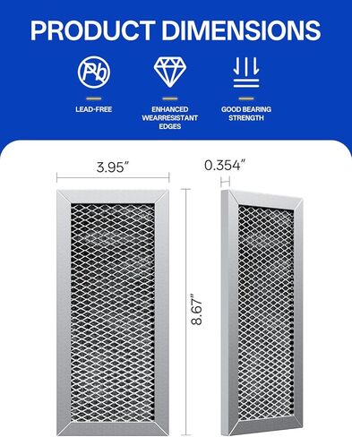 WB02X10956 JX81H GE استبدال فلتر الميكروويف 8.67 بوصة × 3.95 بوصة فلتر فحم الميكروويف - يناسب فلتر الكربون سامسونج - ينعش ويرشح هواء المطبخ في موقد الفرن فوق النطاق (عبوتان) in Kuwait