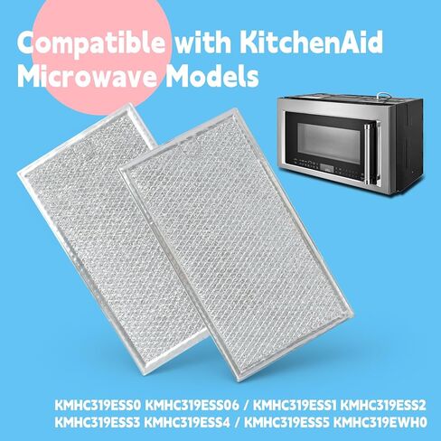2 قطعة مرشحات الشحوم الميكروويف متوافقة مع KitchenAid KMHC319ESS0 KMHC319ESS06 KMHC319ESS1 KMHC319ESS2 KMHC319ESS3 KMHC319ESS4 KMHC319ESS5 KMHC319EWH0 فلتر بديل لفرن الميكروويف in Saudi Arabia